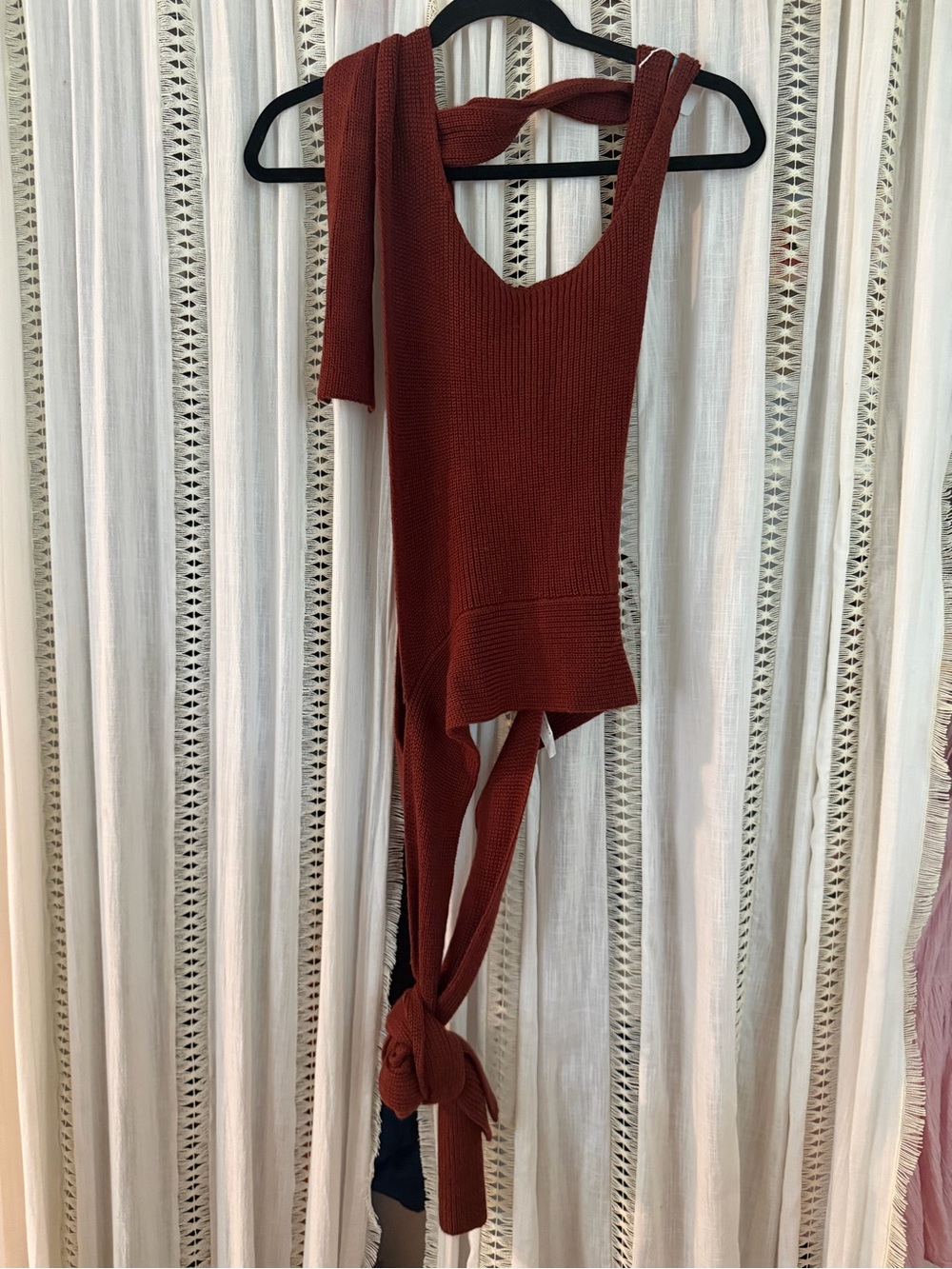 Free People Rust Ribbed Wrap Jumpsuit